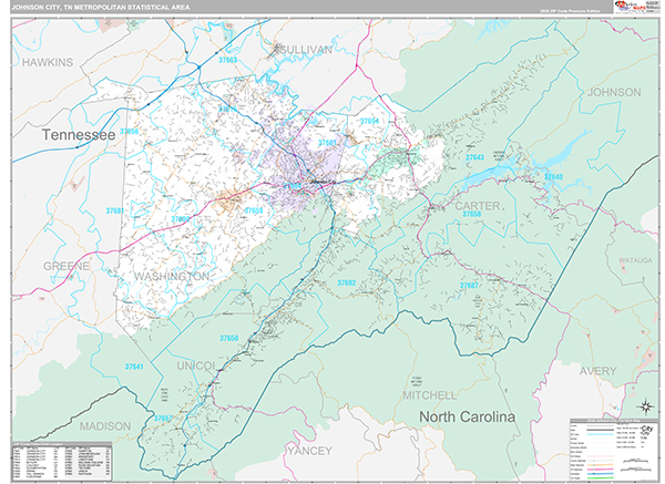 Johnson City Metro Area Wall Map